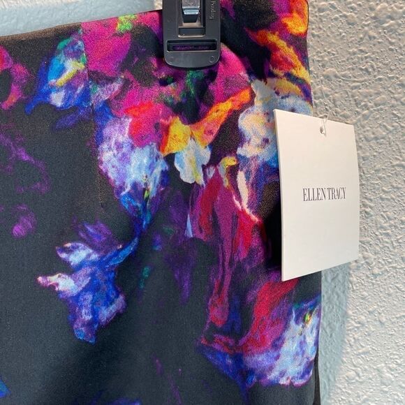NWT Ellen Tracy Black Floral Skirt Size 10 - Picture 2 of 9